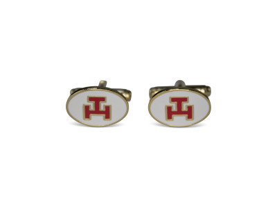 G219 Ra Cuff Links M/g Oval With Red Tau G219 Ra Cuff Links M/g Oval With Red Tau